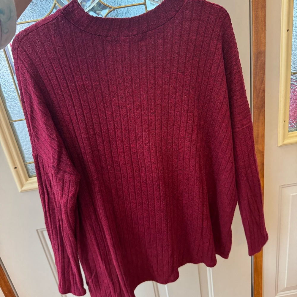 Maroon Large Rib Knit Sweater - Picture 5 of 5